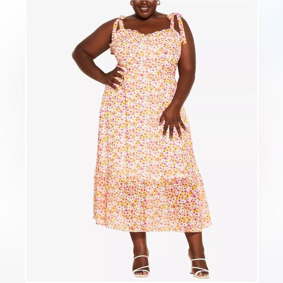 NWT CITY CHIC Trendy Plus Size Delicate Floral Midi Dress Size 24 summer - Picture 1 of 6